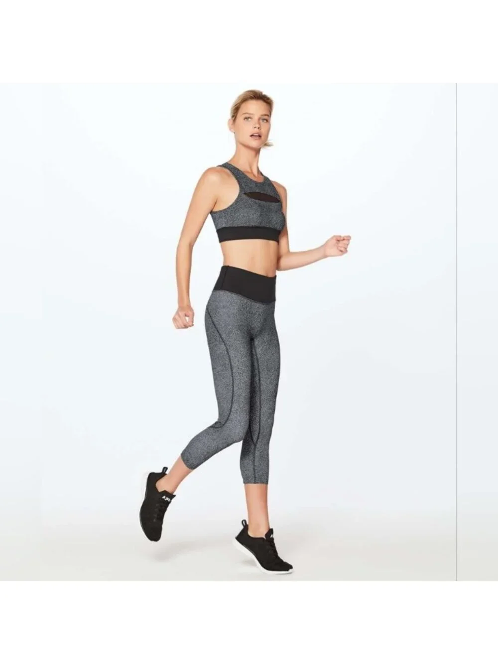 Lululemon Run The Day Bra Fractal Dark Starlight Black / Black
